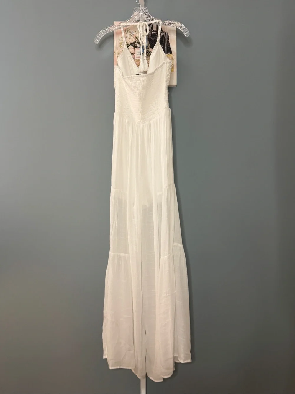 186 • White Crochet Bodice Halter Palazzo Pants Romper - Picture 11 of 11
